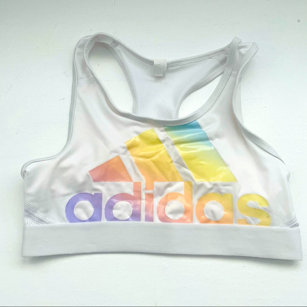 Adidas rainbow lettered sports bra - EUC